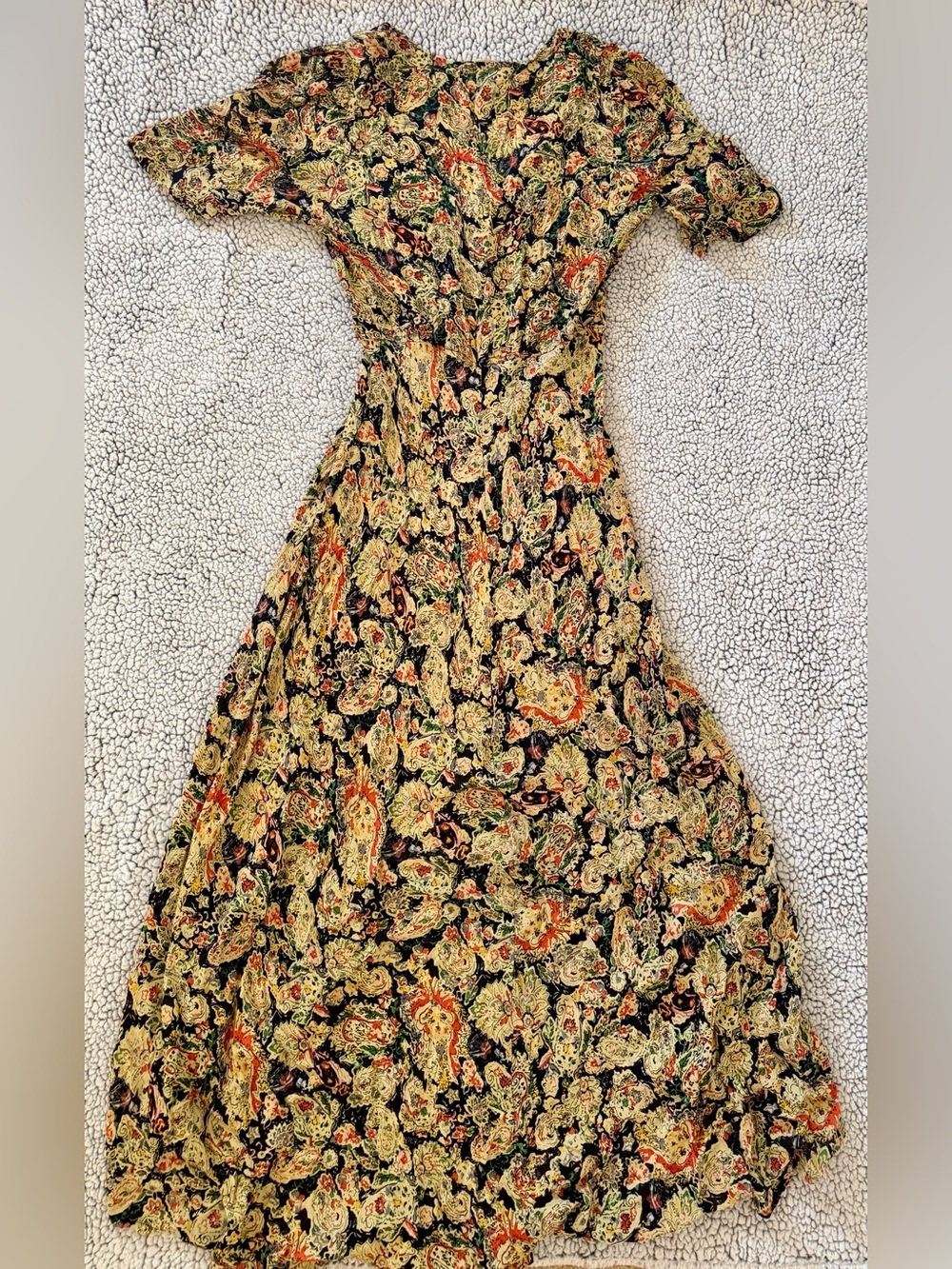 Chelsea & Violet Black Floral Wrap Maxi Dress with Cream and Orange Accents - Picture 8 of 10
